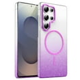 thumbnail image 1 of for Samsung Galaxy S25 Ultra Clear Glitter Case with Gradient Color, Luxury Magnetic Back Compatible with MagSafe, Support Wireless Charging PC Protective Cover, Lightweight & Anti-Scratch, Purple, 1 of 6