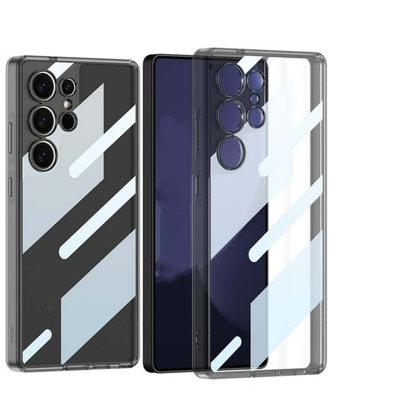 For Samsung Galaxy S25 Ultra Clear Phone Case,Military Grade Drop Protection,Ultra Slim Design,Rugged Shockproof Protective Bumper Anti-Scratch Hard PC Transparent Thin Fit Phone Case,Black
