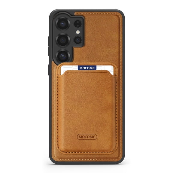 for Samsung Galaxy S25 Ultra Detachable Magnetic Card Bag + Back Phone Case, Men Women Premium PU Leather Classic Ultra Slim Drop Protective Durable Case Cover for Galaxy S25 Ultra, Brown