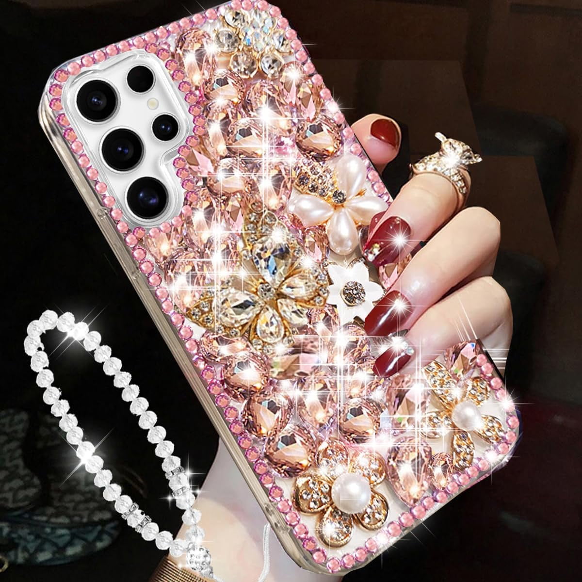 Changjia For IPhone 16 Glitter Bling Case,Cute Girly Luxury 3D Sparkle Shiny Heart Crystal