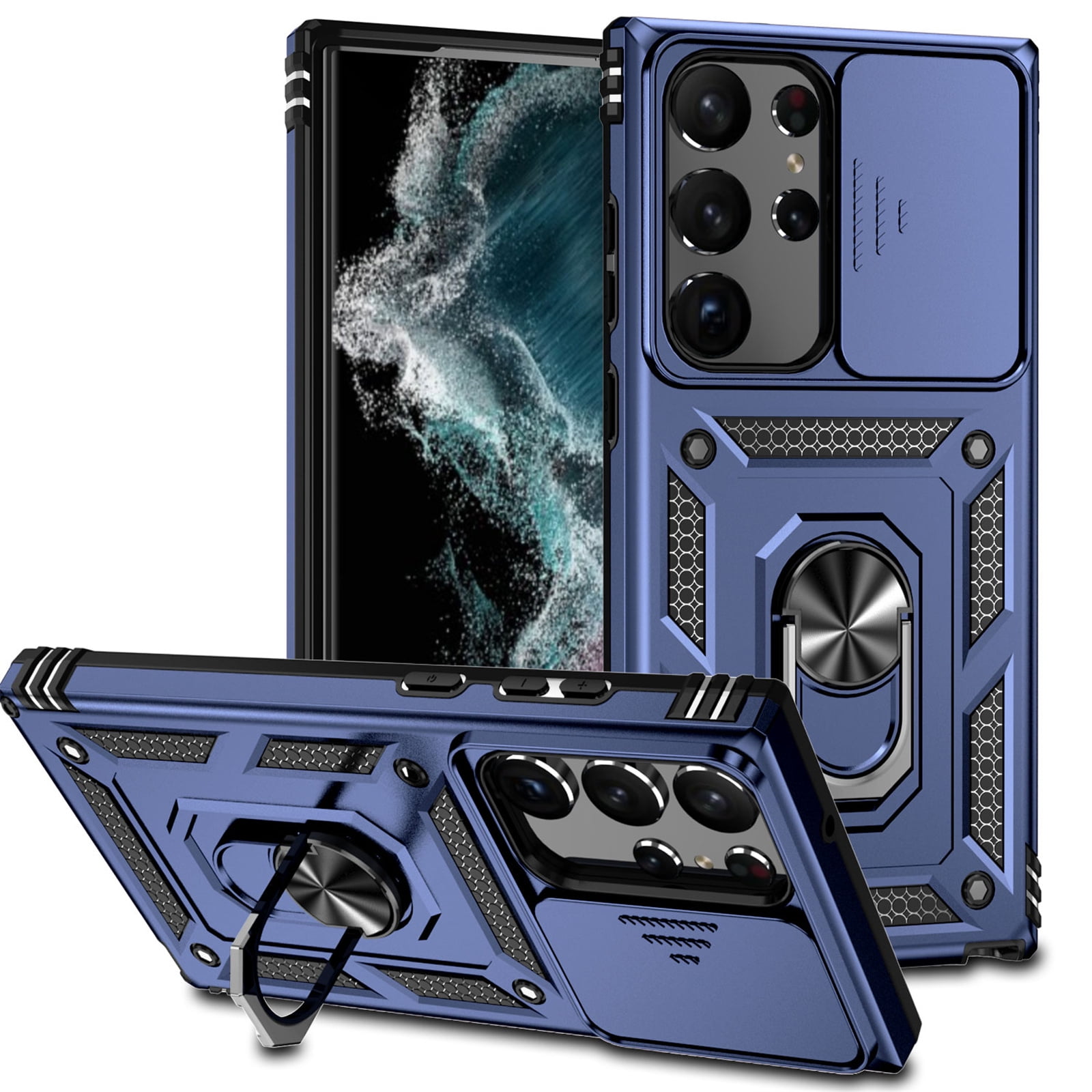 Case For Moto Edge 50 Fusion,Military Grade Flashing [Built-in Kickstand] Magnetic Rotate Ring Holder Heavy Duty Tpu Pc Shockproof Protect Phone Motorola F - View #2