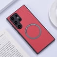 thumbnail image 1 of for Samsung Galaxy S25 Ultra Magnetic Case,Built-in Magnet Circle Support Magsafe Charger,Luxury PU Leather Anti-drop Shockproof Protective Lightweight Slim Back Phone Cover,Red, 1 of 7