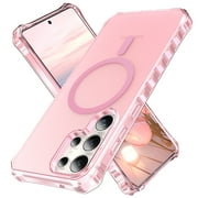 for Samsung Galaxy S25 Ultra Magnetic Case, Military Grade Drop Protection Anti-Yellowing Phone Cover Compatible with Mag-Safe - Rugged Shockproof Protective Case for Samsung Galaxy S25 Ultra, Pink
