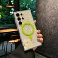 thumbnail image 1 of For Samsung Galaxy S25 Ultra Magnetic Clear Phone Case,Compatible with Mag-Safe,Sparkly Glitter Bling Sparkly Back,Luxury Colored Sequin Design,Shockproof Anti-fall Transparent Phone Case,Green, 1 of 10