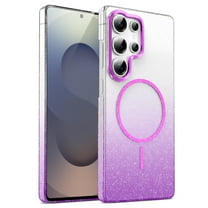 For Samsung Galaxy S25 Ultra Magnetic Glitter Phone Case,Gradient Sparkle Luxury Glitter Transparent Design,Compatible with Mag-Safe,Anti-Scratch Dust-Proof Shockproof Thin Fit Phone Case,Purple