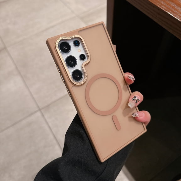 For Samsung Galaxy S25 Ultra Magnetic Phone Case,Compatible with Mag-safe,Skin-feel Matte Translucent Back,Ultra Slim Anti-Scratch Shockproof Protection Non-Slip Rugged Thin Fit Phone Case,Desertgold