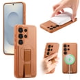thumbnail image 1 of for Samsung Galaxy S25 Ultra Magnetic Phone Case with Wristband, Magnetic Case [Support Wireless Charging] PU Leather Hard PC Slim Shockproof Protective Cover for Samsung Galaxy S25 Ultra, Brown, 1 of 9