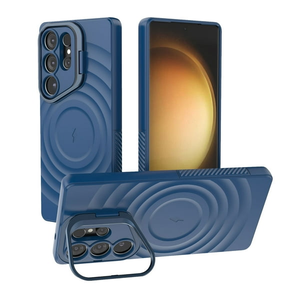 for Samsung Galaxy S25 Ultra Matte Case, with Magsafe Soft TPU Camera Cover Kickstand Back Case, Ultra Slim Shockproof Drop Protective Luxury Case Cover for Samsung Galaxy S25 Ultra Women Men, Blue