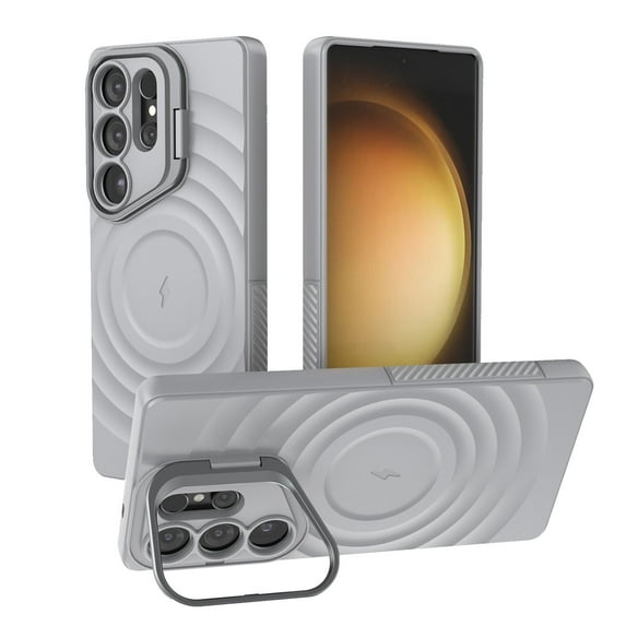 for Samsung Galaxy S25 Ultra Matte Case, with Magsafe Soft TPU Camera Cover Kickstand Back Case, Ultra Slim Shockproof Drop Protective Luxury Case Cover for Samsung Galaxy S25 Ultra Women Men, Gray