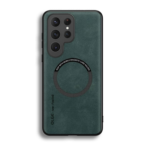 for Samsung Galaxy S25 Ultra PU Leather Case, Vintage Compatible with MagSafe and Wireless Charging Slim Fit-Drop Scratch Resistant Support Magnetic Car Mount Case Cover for Galaxy S25 Ultra, Green
