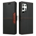 thumbnail image 1 of For Samsung Galaxy S25 Ultra PU Leather Wallet Phone Case,Flip Folding Kickstand,With Card Slots & Cash Pocket,Shockproof Anti-fall Rugged Anti-fall Ultra Slim Phone Case Cover,Black, 1 of 8