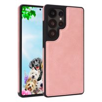 For Samsung Galaxy S25 Ultra Phone Case,Compatible with Mag-Safe,Anti-Scratch PU Leather Back,Soft TPU Bumper,Ultra Slim Shockproof Ant-fall Protection Rugged Thin Fit Phone Case Cover,Pink
