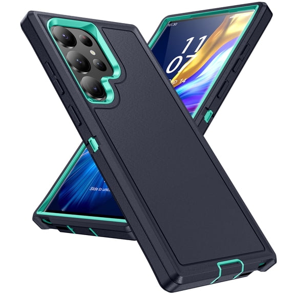 for Samsung Galaxy S25 Ultra Phone Case, Hybrid Hard PC Back + Silicone EVA Shockproof Protective Dustproof Non-Slip Heavy Duty Rugged Phone Case Cover for Samsung Galaxy S25 Ultra, Blue+Mint