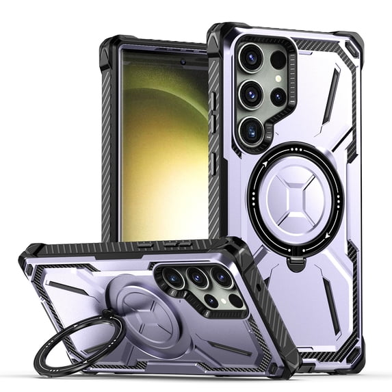 for Samsung Galaxy S25 Ultra Phone Case with Ring Kickstand, Military Grade Shockproof Hard Case Compatible with Mag-Safe - Drop Proof Rugged Protective Cover for Samsung Galaxy S25 Ultra, Purple