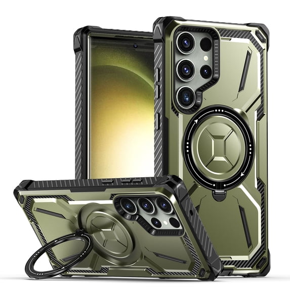 for Samsung Galaxy S25 Ultra Phone Case with Ring Kickstand, Military Grade Shockproof Hard Case Compatible with Mag-Safe - Drop Proof Rugged Protective Cover for Samsung Galaxy S25 Ultra, Armygreen