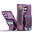 thumbnail image 1 of For Samsung Galaxy S25 Ultra Phone Case,With Contractile Kickstand,Card Slots,Anti-Scratch PU Leather + TPU Hybrid Shockproof Heavy Duty Anti-fall Drop Protection,Tough Rugged Phone Case,Purple, 1 of 6