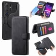 thumbnail image 1 of For Samsung Galaxy S25 Ultra Phone Cover Detachable Magnetic Front Case Hard PC Back Case Stand Feature Card Pocket & Credit Slot Shock-Absorbent Dustproof Wallet Phone Case for Men or Women, Black, 1 of 1
