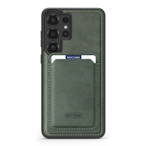 for Samsung Galaxy S25 Ultra Removable Wallet Case, Premium PU Leather Shockproof Protective Phone Case Support Wireless Chagring Back Magnetic Phone Cover with Detachable Card Holder Slots, Green