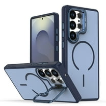 for Samsung Galaxy S25 Ultra Rugged Case, Built-in Adjustable Camera Cover Kickstand, [Compatible with MagSafe] Military-Grade Drop Protection Matte Back Slim Fit Shockproof Phone Cover, Blue