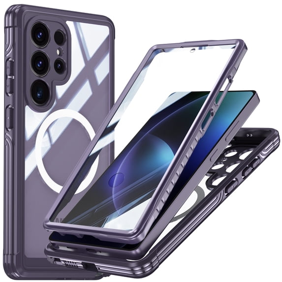 for Samsung Galaxy S25 Ultra Shockproof Dustproof Case, Compatible with MagSafe Heavy Duty/Military Grade/Rugged Protection Built in Screen Protector Phone Case for Samsung Galaxy S25 Ultra, Purple