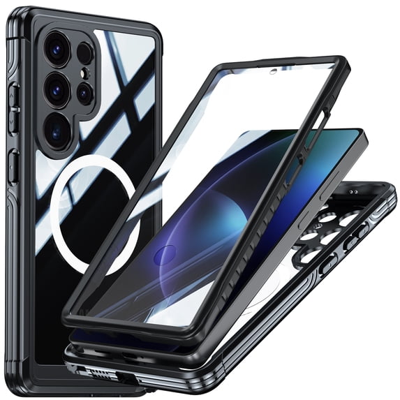 for Samsung Galaxy S25 Ultra Shockproof Dustproof Case, Compatible with MagSafe Heavy Duty/Military Grade/Rugged Protection Built in Screen Protector Phone Case for Samsung Galaxy S25 Ultra, Black