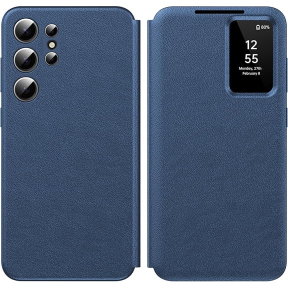 for Samsung Galaxy S25 Ultra with Smart Small Screen View, S-View Wallet Phone Case, for Samsung S25 Ultra Case Smart Window Cover, Smart Flip Leather Protective Cover for Samsung S25 Ultra 5G Case