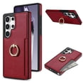 thumbnail image 1 of For Samsung Galaxy S25 Ultra Wallet Case with Card Holder, 360°Rotation Ring Holder Kickstand, Premium PU Leather RFID Blocking Card Pocket Protective Cover For Samsung Galaxy S25 Ultra, Red, 1 of 6