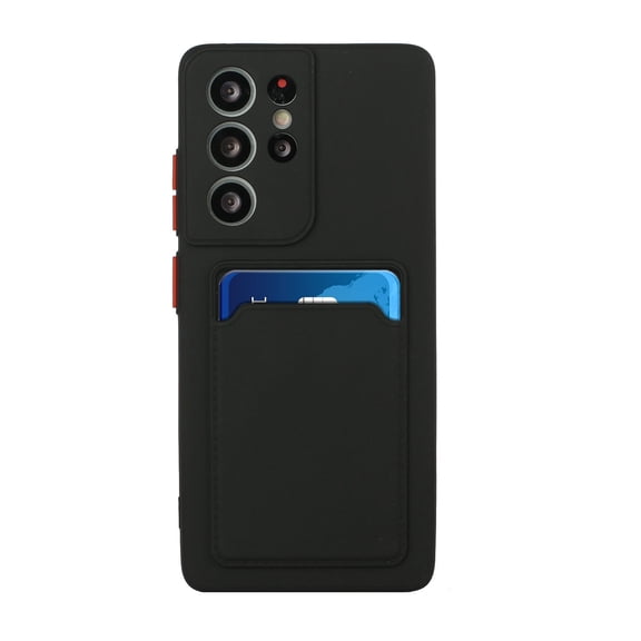 for Samsung Galaxy S25 Ultra Wallet Case Card Holder Slot Slim Fit Flexible TPU Gel Rubber Soft Skin Liquid Silicone Protective Phone Case Cover for Samsung Galaxy S25 Ultra,Black