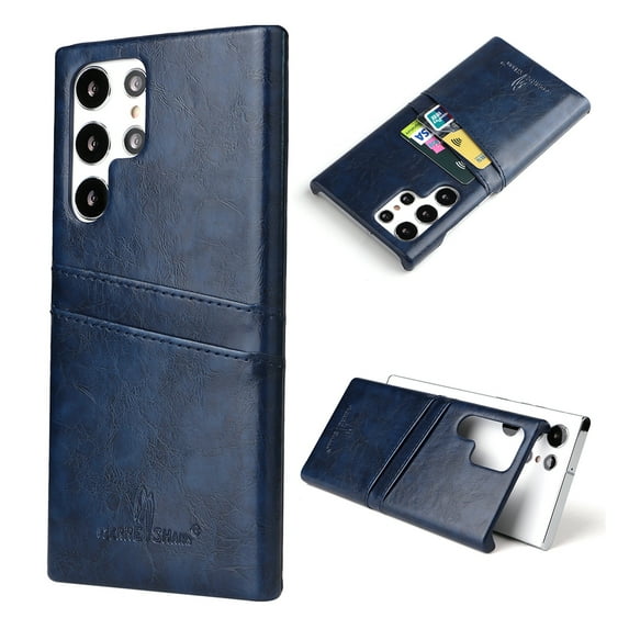 for Samsung Galaxy S25 Ultra Wallet Case with Card Holder, Vintage Oil Wax Pattern PU Leather Cover Rugged PC Shockproof Protective Slim Lightweight Case for Samsung Galaxy S25 Ultra, Blue