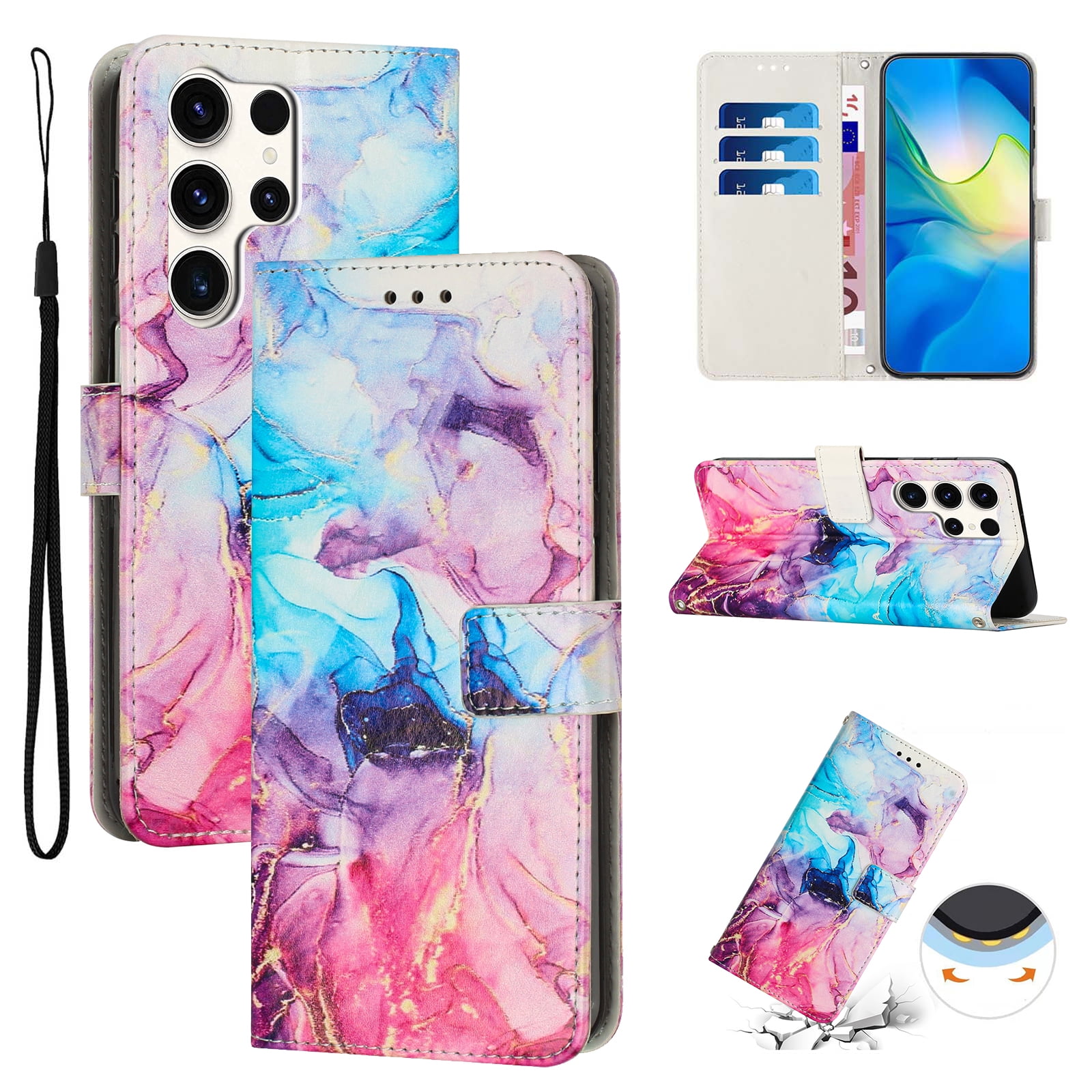 MOJIA Case For Honor 200 Smart, Ultra Thin Flip Card Bag Case, TPU Phone Cover, Card Holder Multifunctional Case With Rfid Blocking. Blue - View #5