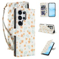 for Samsung Galaxy S25 Ultra Wallet Case, Cute Floral Pattern PU Leather Flip Phone Cover with Card Holder, Kickstand, Wrist Strap, Protective Purse Case for Samsung Galaxy S25 Ultra, Pattern-C