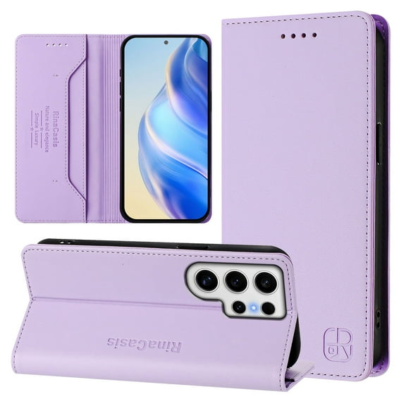 for Samsung Galaxy S25 Ultra Wallet Case PU Leather Folio Flip Cover with RFID Blocking Credit Card Holder, Kickstand Protective Shockproof Cover for Samsung Galaxy S25 Ultra Purse Case, Purple