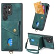 thumbnail image 1 of For Samsung Galaxy S25 Ultra Wallet Case, Premium PU Leather Back Cover Cards Holder Stand Compatible with Car Mount RFID Blocking Hand Wrist Full Protective Phone Case for Women Girls, Green, 1 of 7