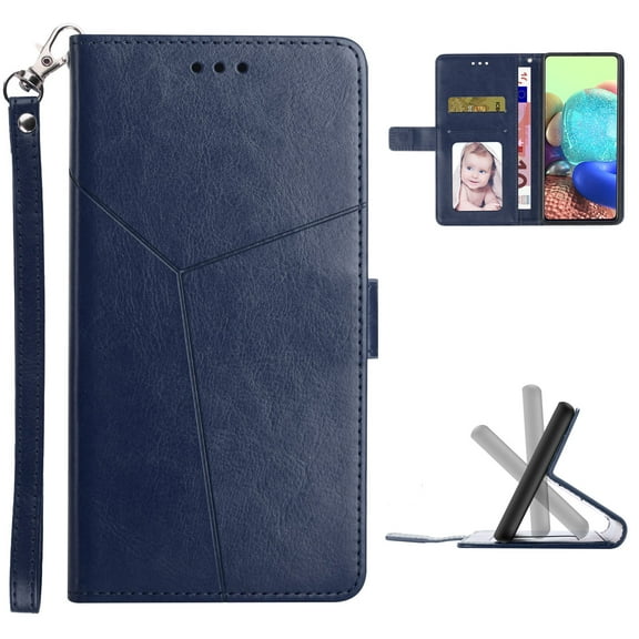 for Samsung Galaxy S25 Ultra Wallet Case, Premium PU Leather with Wrist Strap Card Slots Shockproof Protective Magnetic Closure Flip Folio Cover Phone Case for Samsung Galaxy S25 Ultra - Blue