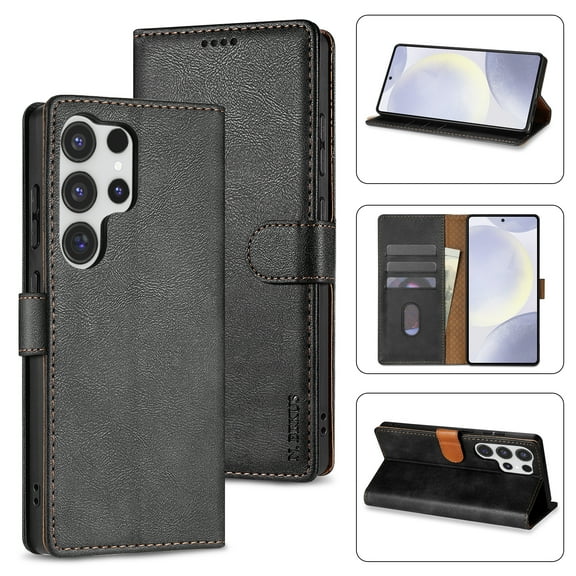 for Samsung Galaxy S25 Ultra Wallet Case with RFID Blocking Credit Card Holder, Magnetic Clasp PU Leather Folio Flip Kickstand Protective Shockproof Cover Women Men for Samsung Galaxy S25 Ultra,Black