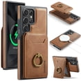 thumbnail image 1 of for Samsung Galaxy S25 Ultra Wallet Case with Removable Card Holder, 360° Rotation Ring Kickstand RFID Blocking PU Leather Magnetic Clasp Shockproof Rugged Phone Case Cover for Women Men,Brown, 1 of 10