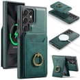 thumbnail image 1 of for Samsung Galaxy S25 Ultra Wallet Case with Removable Card Holder, 360° Rotation Ring Kickstand RFID Blocking PU Leather Magnetic Clasp Shockproof Rugged Phone Case Cover for Women Men,Green, 1 of 10