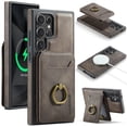 thumbnail image 1 of for Samsung Galaxy S25 Ultra Wallet Case with Removable Card Holder, 360° Rotation Ring Kickstand RFID Blocking PU Leather Magnetic Clasp Shockproof Rugged Phone Case Cover for Women Men,Coffee, 1 of 10