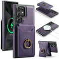 thumbnail image 1 of for Samsung Galaxy S25 Ultra Wallet Case with Removable Card Holder, 360° Rotation Ring Kickstand RFID Blocking PU Leather Magnetic Clasp Shockproof Rugged Phone Case Cover for Women Men,Purple, 1 of 10