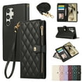 thumbnail image 1 of for Samsung Galaxy S25 Ultra Wallet Case with Zipper Pocket Card Holder & Crossbody Lanyard Strap & Wrist Strap, Flip Stand PU Leather Magnetic Folio Purse Case for Samsung Galaxy S25 Ultra, Black, 1 of 7