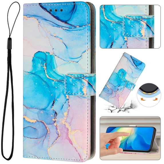 for Samsung Galaxy S25+ Wallet Case with Card Holder,Women Men RFID Blocking PU Leather Flip Cover Wrist Strap Magnetic Closure Credit Card Slots Marble Patterned Book Style Phone Case,Green