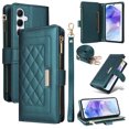 thumbnail image 1 of for Samsung Galaxy S25 Wallet Case with Card Holder/Zipper Wallet Slot/Crossbody Strap+Hand Lanyard,[RFID Blocking][Magnetic Closure] PU Leather Shockproof Flip Kickstand Phone Cover,Darkgreen, 1 of 9