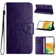 thumbnail image 1 of For Samsung Galaxy S25 Wallet Case,Cute Embossed Butterfly & Flower Patterned Flip Premium PU Leather [Flip Kickstand] [Card Slots] [Wrist Strap] [Magnetic Closure] Phone Cover, Purple, 1 of 9