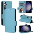 thumbnail image 1 of for Samsung Galaxy S25 Wallet Case, Lychee Pattern PU Leather Purse Cover with Card Holder, Flip Kickstand, Magnetic Clasp, Full Body Shockproof Silicone Inner Shell Protective Phone Case, Cyanblue, 1 of 9