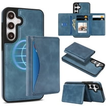 for Samsung Galaxy S25 Wallet Case, Magnetic Phone Cover with Detachable Card Holder, RFID Blocking 2-in-1 Purse Shockproof PU Leather Case with Stand for Samsung Galaxy S25, Blue