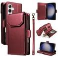 thumbnail image 1 of For Samsung Galaxy S25 Wallet Case, [RFID Blocking 11 Card Slots & 2 Cash Pockets] [Kickstand] [Wrist Strap] [Magnetic Closure] Soft PU Leather Shockproof Protective Flip Case,Red, 1 of 11