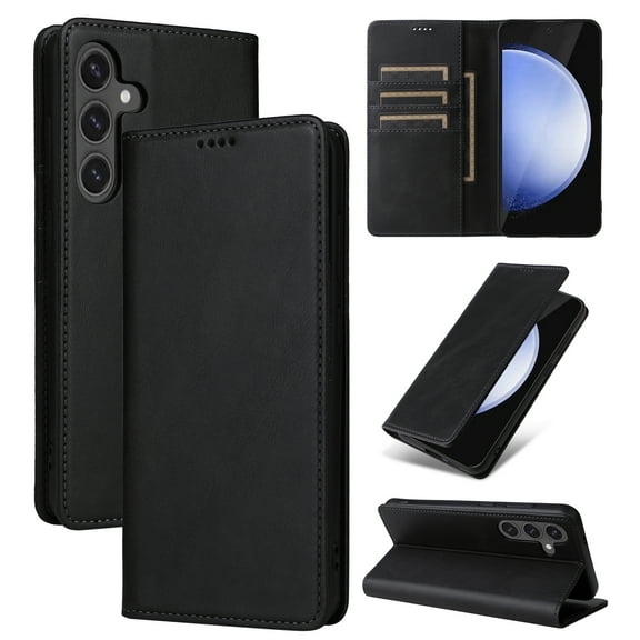 for Samsung Galaxy S25+ Wallet Case with RFID Blocking Credit Card Holder, Magnetic Closure PU Leather Folio Flip Kickstand Shockproof Cover Women Men for Samsung Galaxy S25+,Black