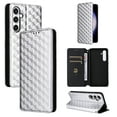 thumbnail image 1 of For Samsung Galaxy S25 Wallet Case with RFID Blocking ID Credit Card Holder, Luxury Diamond Patterned Shiny PU Leather Magnetic Folio Book Flip Kickstand Shockproof Phone Case, Silver, 1 of 9