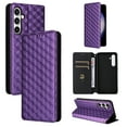 thumbnail image 1 of For Samsung Galaxy S25 Wallet Case with RFID Blocking ID Credit Card Holder, Luxury Diamond Patterned Shiny PU Leather Magnetic Folio Book Flip Kickstand Shockproof Phone Case, Purple, 1 of 9