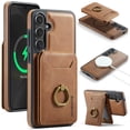 thumbnail image 1 of for Samsung Galaxy S25 Wallet Case with Removable Card Holder, 360° Rotation Ring Kickstand RFID Blocking PU Leather Magnetic Clasp Shockproof Rugged Phone Case Cover for Women Men,Brown, 1 of 10